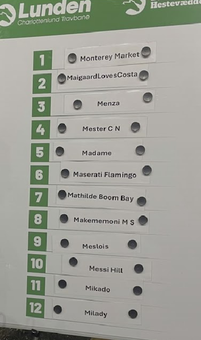 Startlisten – Dansk Opdrætningsløb 2025