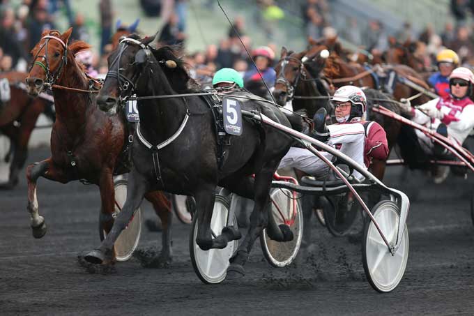 El Mago Pellini smuttede inden om førende Athos des Elfes og vinder løbet med 45.000 Eyuro i førstepræmie.Foto Gerard Forni