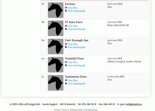 Screendumpo af Kolgjinis auktionssite, hvor prisen for tilbagekรฆb af 91 Tartaurus Face var angivet til at vรฆre 7 millioner kroner