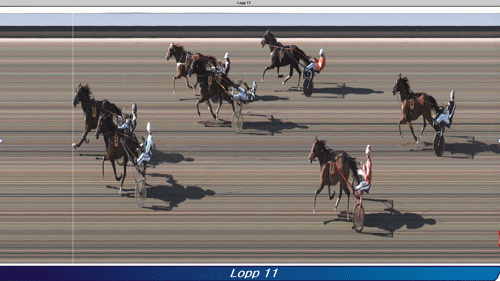 Målfoto fra Årjäng, med NUncio som vinder foran Tycoon Conway Hall, Västerbo Highflyer og On Track Piraten på de næste pladser