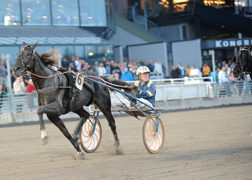 Nuncio med Stefan Melander vinder i ny svensk rekord 1.11.3a/2140 m. Foto Kanal 75