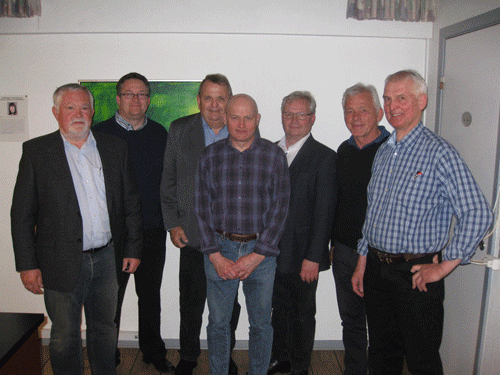 Billund Travs bestyrelse: fra venstre Ths Peter Thøgersen, ERik Christensen, Leif Skov, Peter Fog (formand), Jens Rønnow, Anders Hansen og Peter J. Hansen,