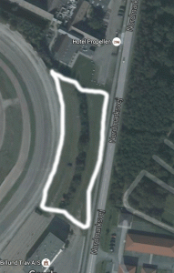 Kort der viser, hvor det areal, der tænkes solgt, er beliggende. Google map.s