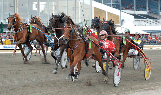 Neona Princes med Peter Untersteiner vinder sikkert Derbystoet med en pullende D'One i ryg. Ksnal 75.
