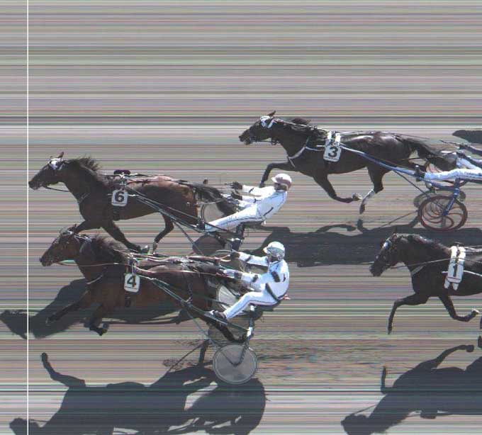 Okay Bee med Flemming Jensen vinder i en tæt opløbskamp foran Spring Erom med Dan Widegren