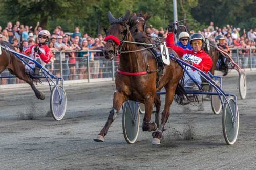 Presley med John Gommans vandt sikkert foran Silver Game med Mads Petersen, der sluttede giodt af ude i banen. Foto Photopassion
