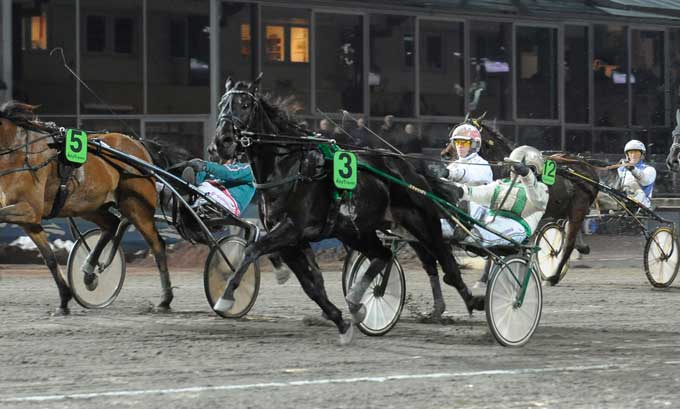 Dansk trio! Tripolini VP med Jeppe Juel vinder foran Bazir Dimanche med Svend Dyhberg og Rapide du Pommeau med Flemming Jensen. Kanal 75